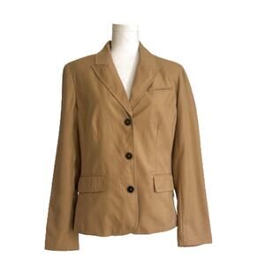 Isaac Mizrahi for Target Blazer Tan Button Front Flap Pockets Jacket Size 12 NEW